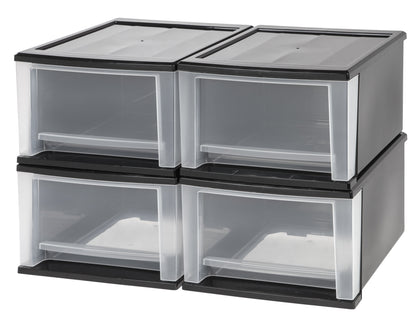 17 Quart Stacking Drawer, 4 Pack, Black - IRIS USA, Inc.