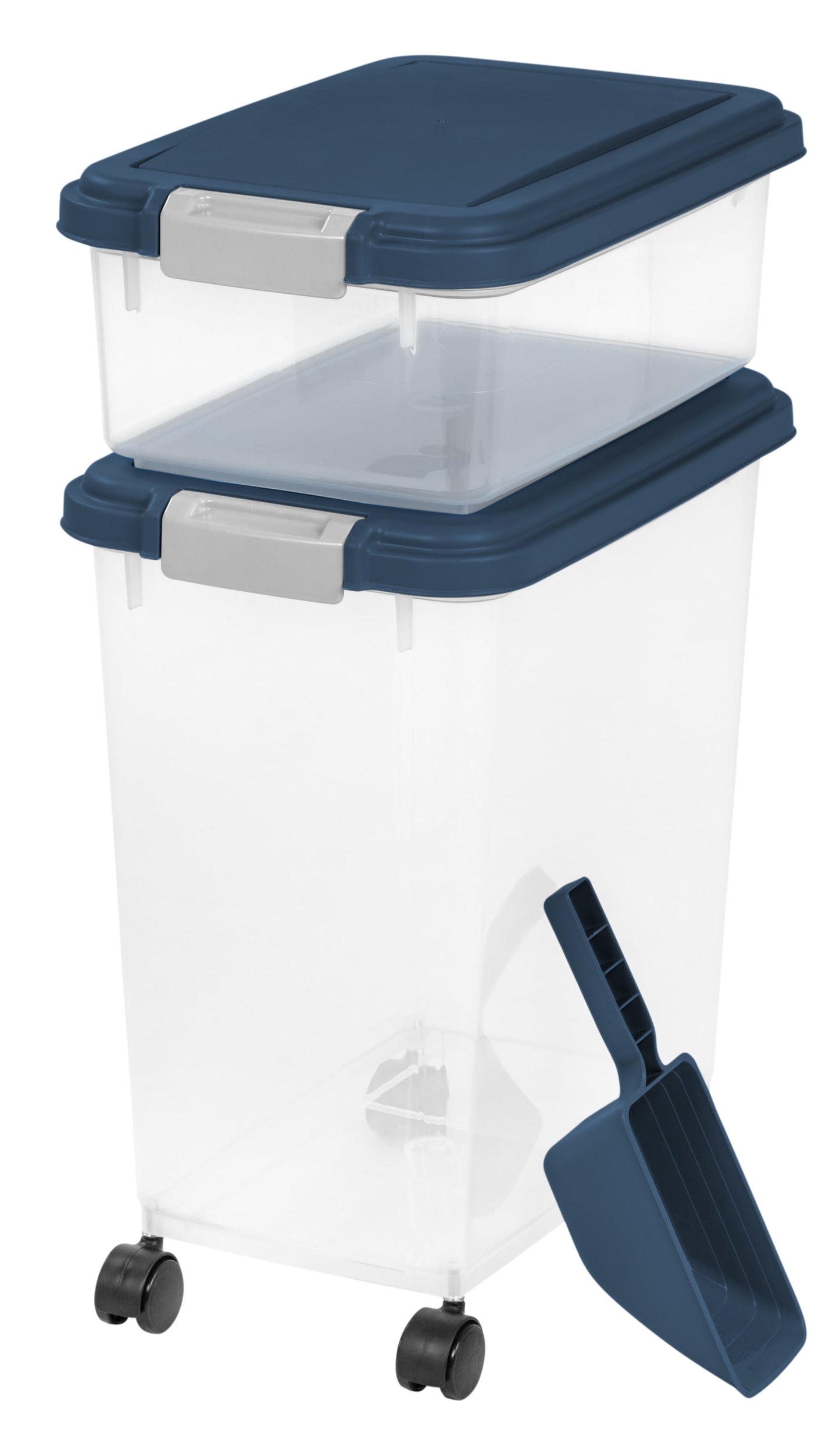 3-Piece Airtight Pet Food Container Combo, Navy Blue - IRIS USA, Inc.