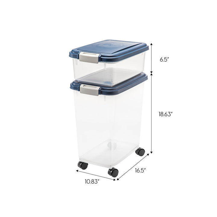 3-Piece Airtight Pet Food Container Combo, Navy Blue - IRIS USA, Inc.