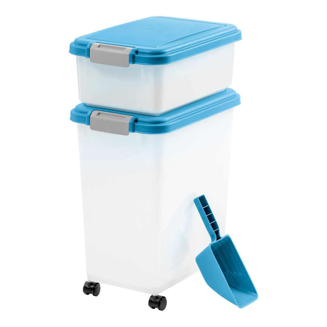 3-Piece Airtight Pet Food Container Combo, Blue/Pearl - IRIS USA, Inc.