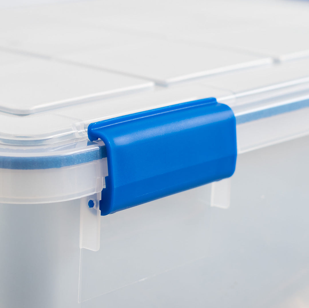 60 Quart WEATHERTIGHT Multi-Purpose Storage Box, Clear with Blue Buckles, 3 Pack - IRIS USA, Inc.