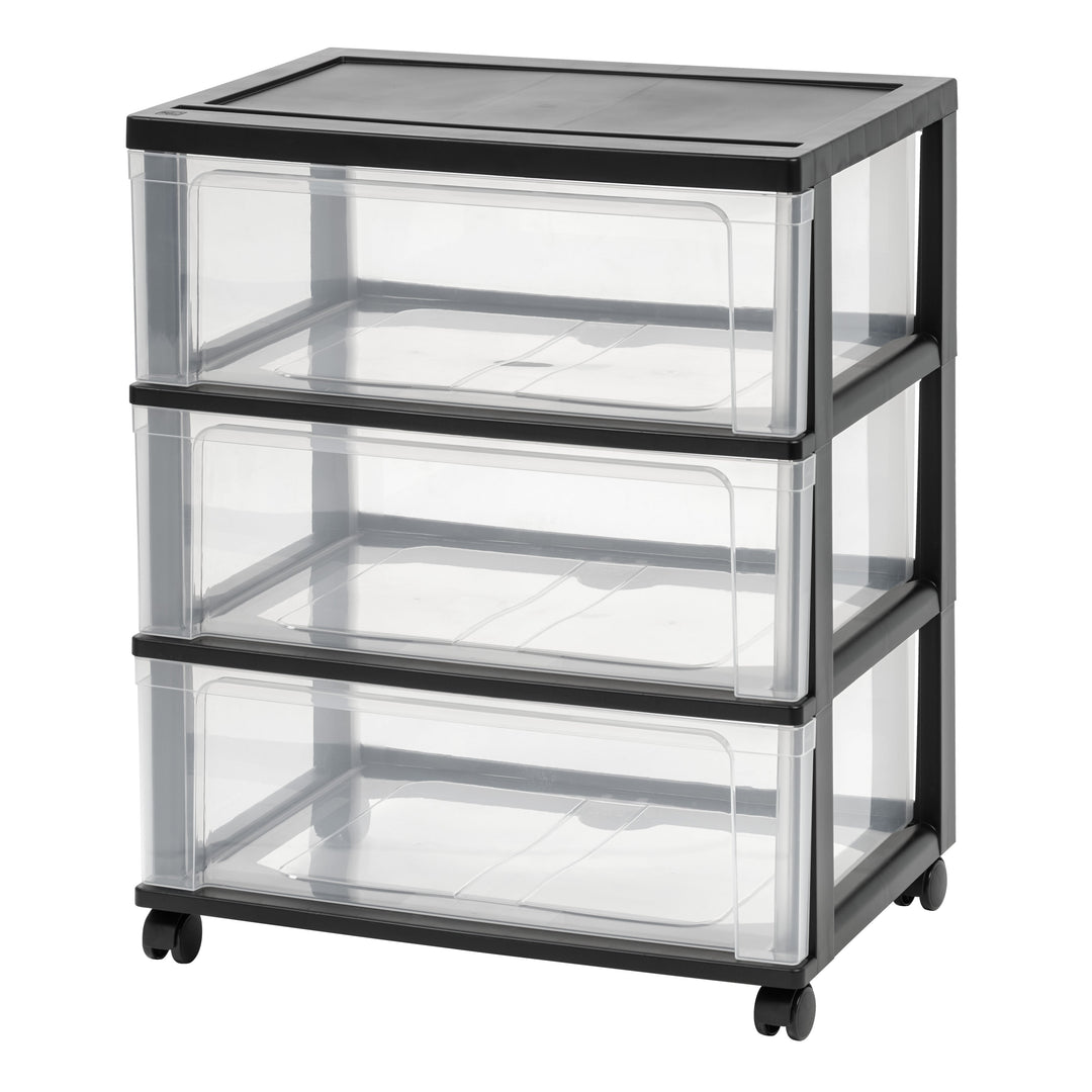 2021 edition IRIS USA, NWC-3, 3 Drawer, Wide Plastic Storage Drawer Cart, Black/Natural Clear - IRIS USA, Inc.