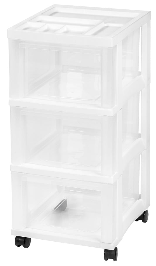 2021 edition IRIS USA, MC-303 3 Drawer, Plastic Storage Drawer Cart, White/Natural Clear - IRIS USA, Inc.