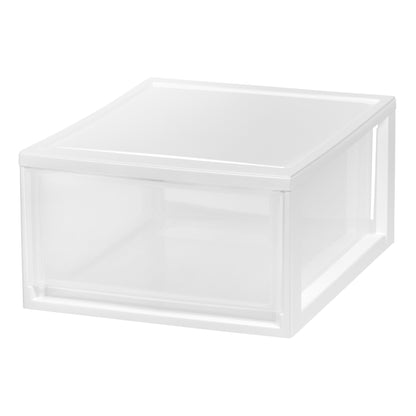 IRIS USA MSD-3 Compact Stacking, Stackable Plastic Drawer Unit, 29.5 Quart, White, 2 Count - IRIS USA, Inc.