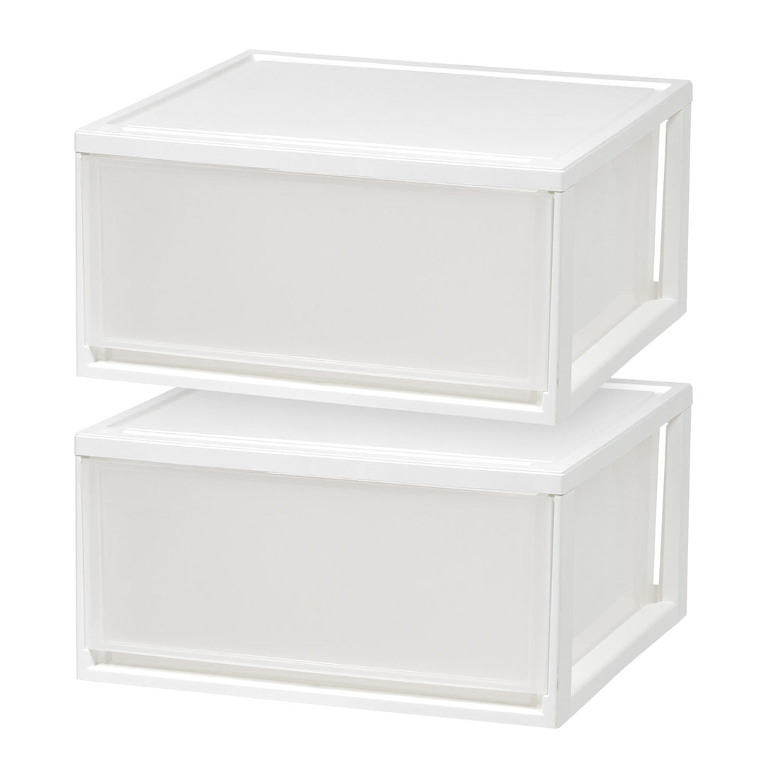 IRIS USA MSD-3 Compact Stacking, Stackable Plastic Drawer Unit, 47 Quart, White, 2 Count - IRIS USA, Inc.