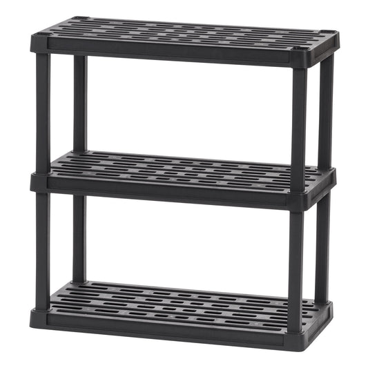 IRIS USA 3-Tier Multi-purpose Shelf Display Rack, Utility Rack, Storage Organizer Shelving Unit for Pantry, Closet, Kitchen, Laundry or Garage - Black - IRIS USA, Inc.