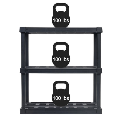 IRIS USA 3-Tier Multi-purpose Shelf Display Rack, Utility Rack, Storage Organizer Shelving Unit for Pantry, Closet, Kitchen, Laundry or Garage - Black - IRIS USA, Inc.