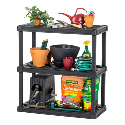 IRIS USA 3-Tier Multi-purpose Shelf Display Rack, Utility Rack, Storage Organizer Shelving Unit for Pantry, Closet, Kitchen, Laundry or Garage - Black - IRIS USA, Inc.