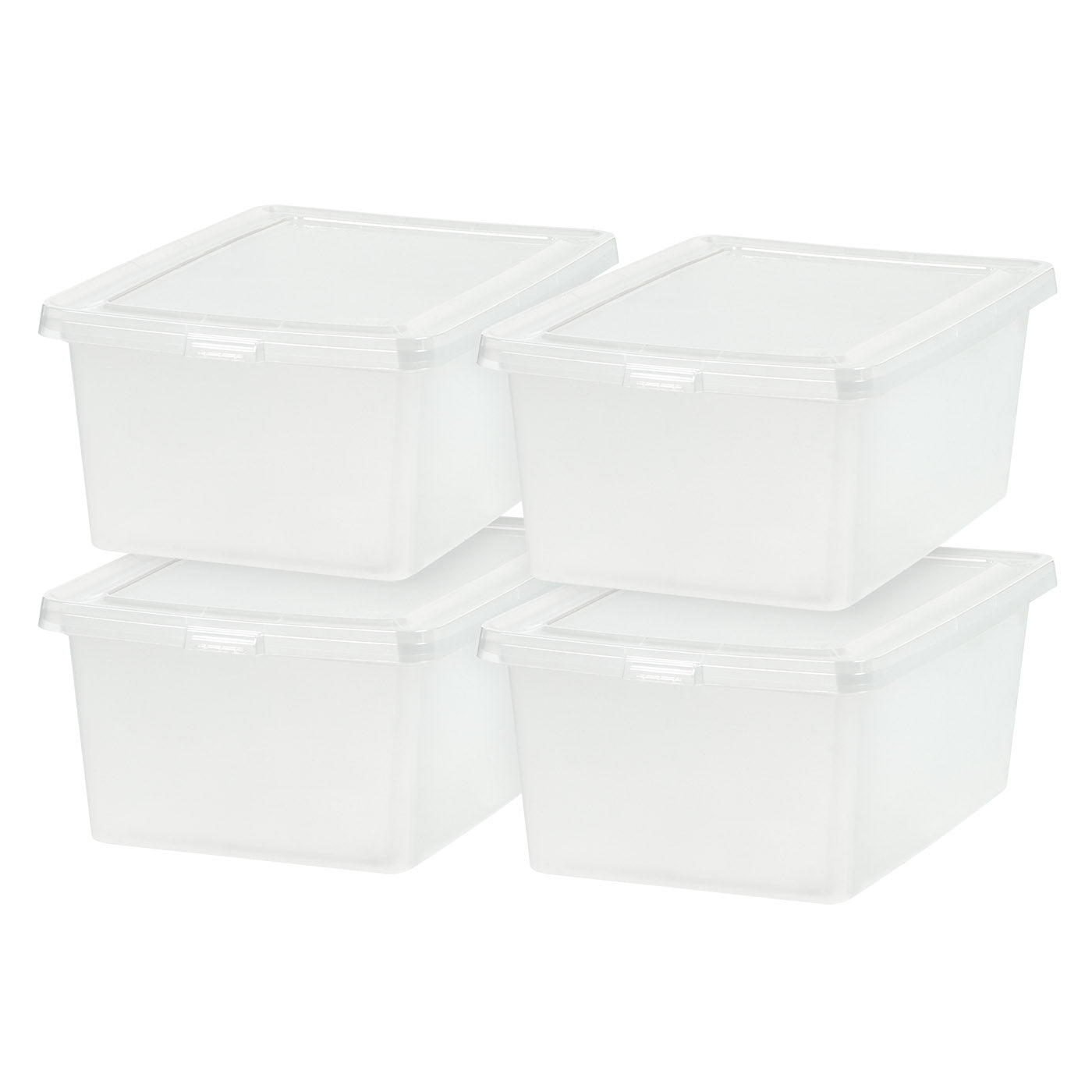 IRIS USA 17 Quart Plastic Storage Bin Tote Organizing Container with Latching Lid for Shoes, Heels, Action Figures, Crayons/Pens, Art Supplies, Stackable and Nestable, 4 Pack, Clear - IRIS USA, Inc.