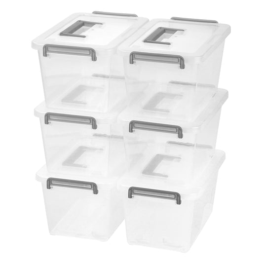 Medium Deep Modular Latching Box - Silver Handle, 6 Pack, Clear - IRIS USA, Inc.