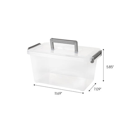 Medium Deep Modular Latching Box - Silver Handle, 6 Pack, Clear - IRIS USA, Inc.