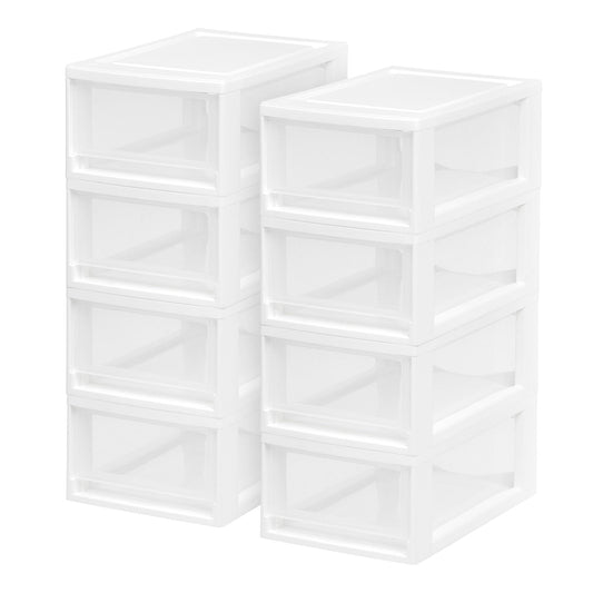 Small Stacking Drawer, 8 Pack, White - IRIS USA, Inc.