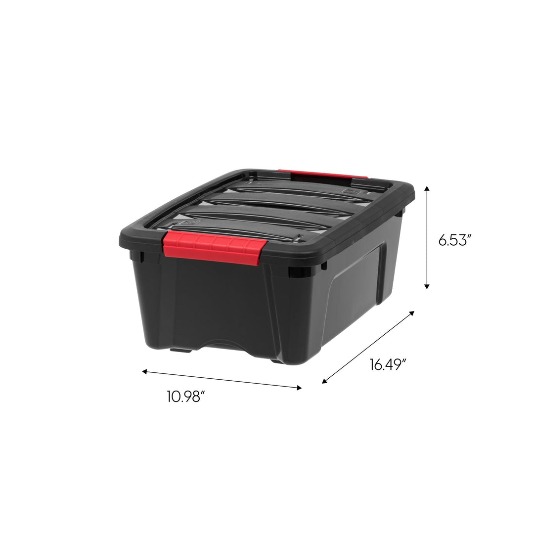 IRIS USA 12 Quart Stack & Pull™ Box, Black & Red, Set of 6 - IRIS USA, Inc.