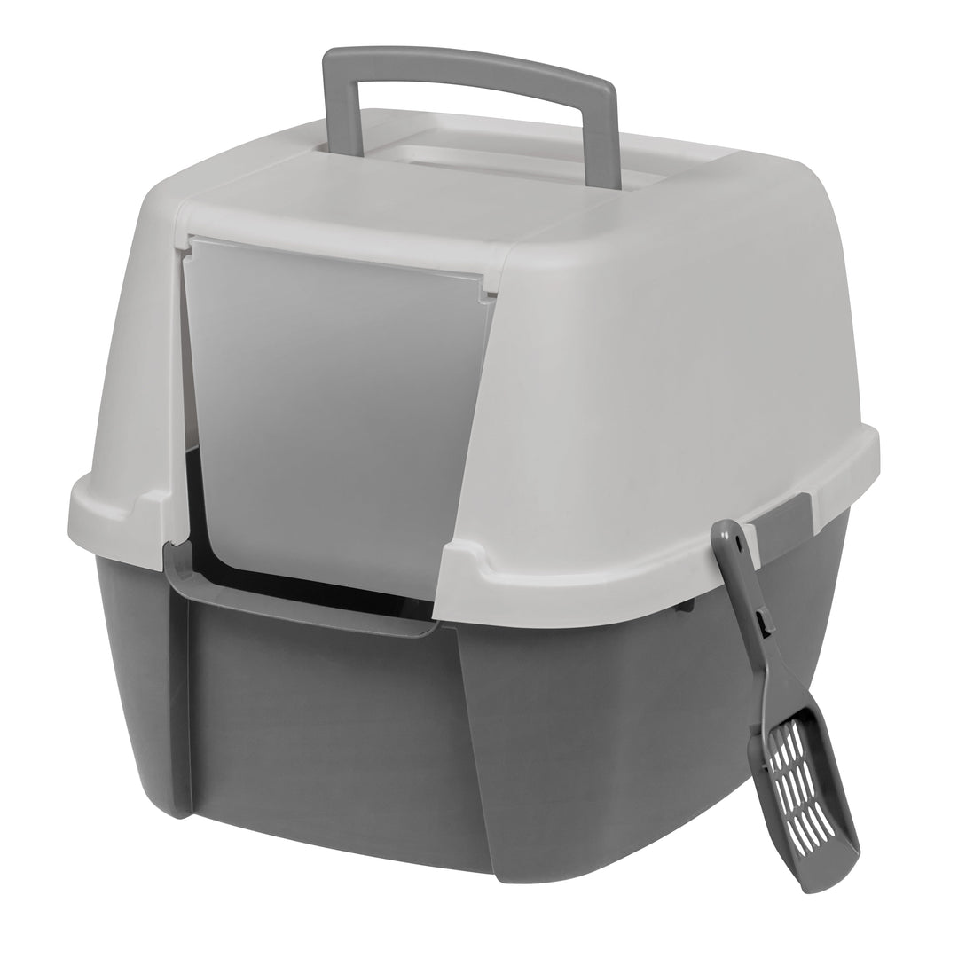 IRIS USA Jumbo Hooded Cat Litter Box with Litter Scoop, Gray - IRIS USA, Inc.