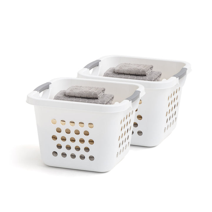 IRIS USA HLB-2 30L Compact Laundry Basket/Hamper, Plastic Storage Basket/Organizer with easy lift handles, 2 Pack - IRIS USA, Inc.