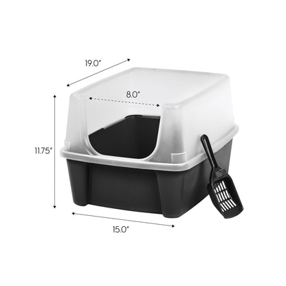 Litter Box with Shield and Scoop, Black - IRIS USA, Inc.