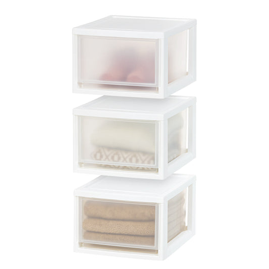 MSD-2 Compact Stackable Plastic Drawer, 14.5 Qt, White, 3 Pack - IRIS USA, Inc.