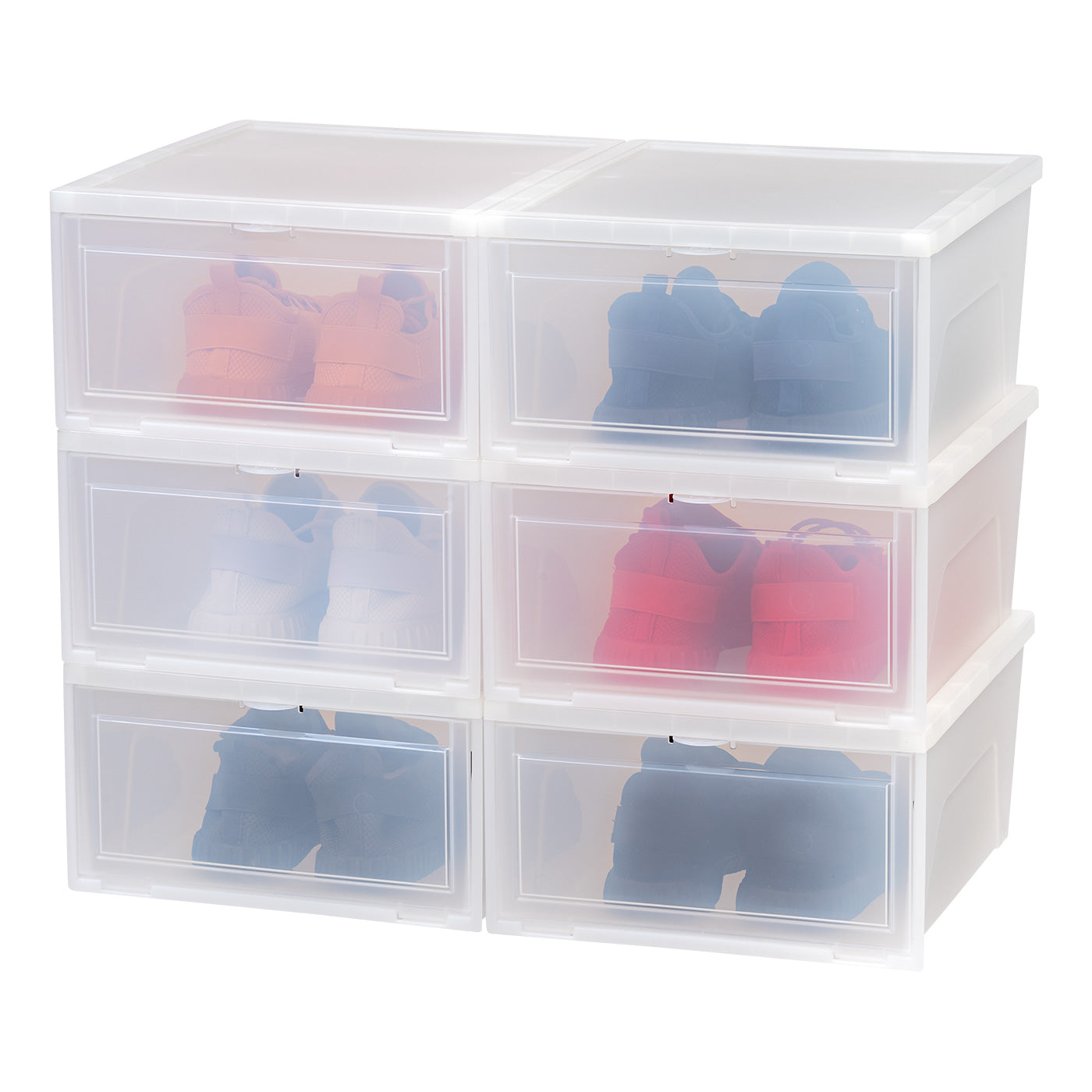 6 Pack Wide Front Entry Stackable Shoe Box - IRIS USA, Inc.