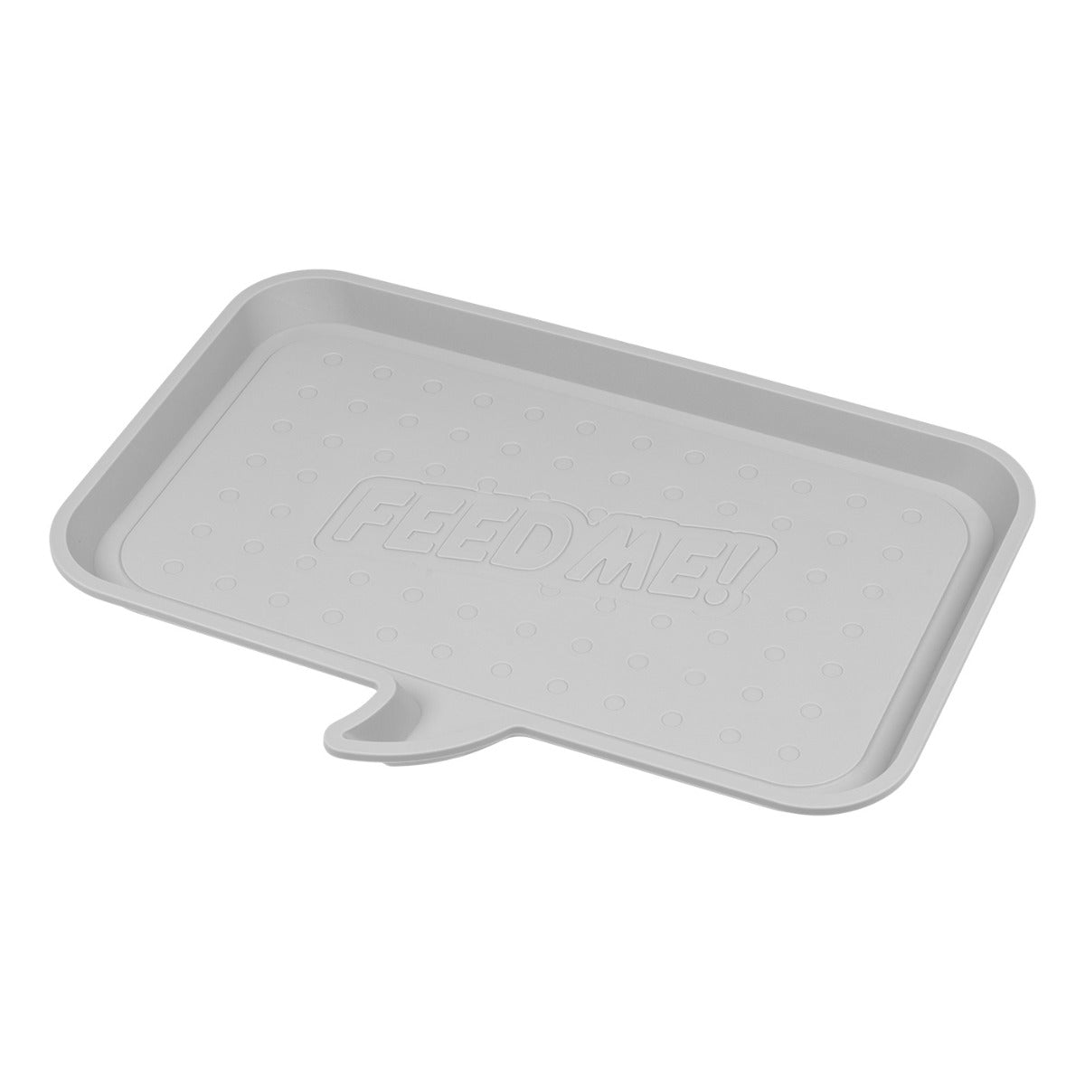 Small "FEED ME" Feeding Mat for Dog or Cat, Light Gray - IRIS USA, Inc.